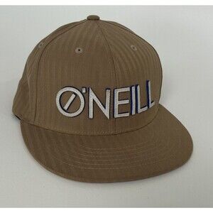 O’Neill Surf Hat Fitted Flatbrim Brown Tan Striped Cap Skate Beach Summer